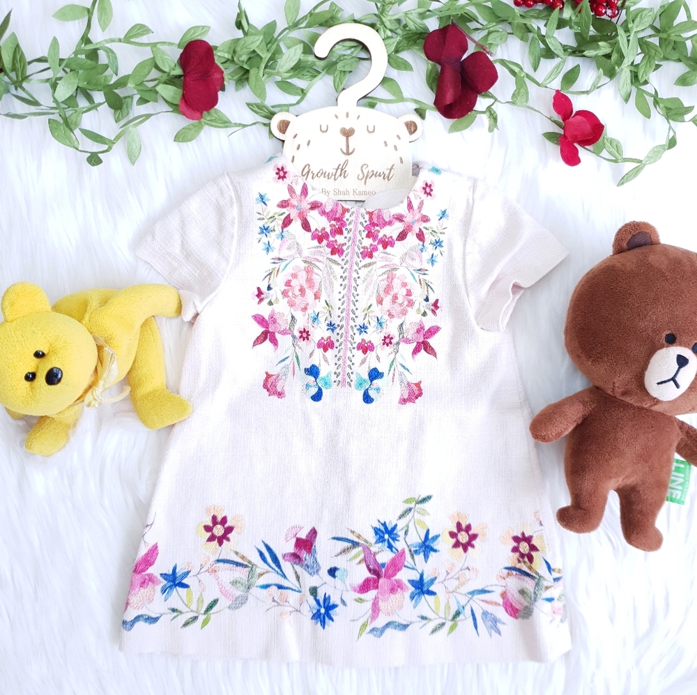 ZARA Baby Girl Dress Floral Watercolor 9-12M